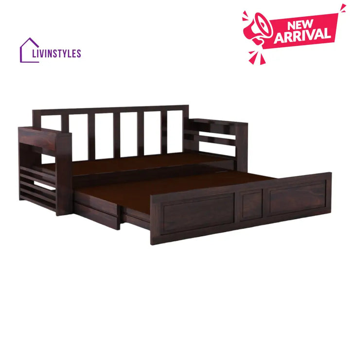 VivaRest 3 Seater Walnut Sofa Cum Bed Sheesham Wood