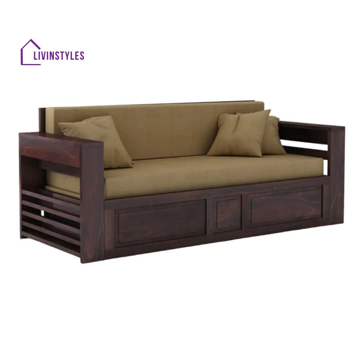 VivaRest 3 Seater Walnut Sofa Cum Bed Sheesham Wood