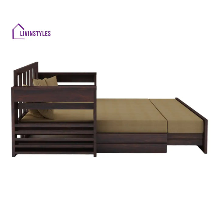 VivaRest 3 Seater Walnut Sofa Cum Bed Sheesham Wood