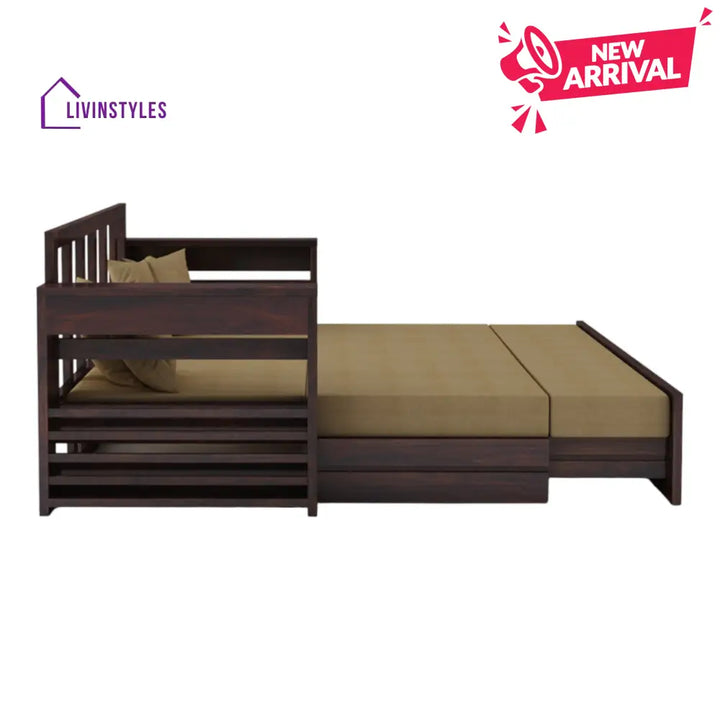 VivaRest 3 Seater Walnut Sofa Cum Bed Sheesham Wood