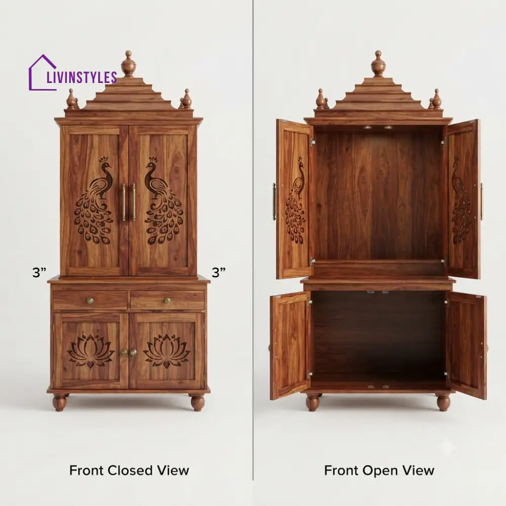 Mythili Premium Solid Wood Home Temple | Pooja Mandir for Home