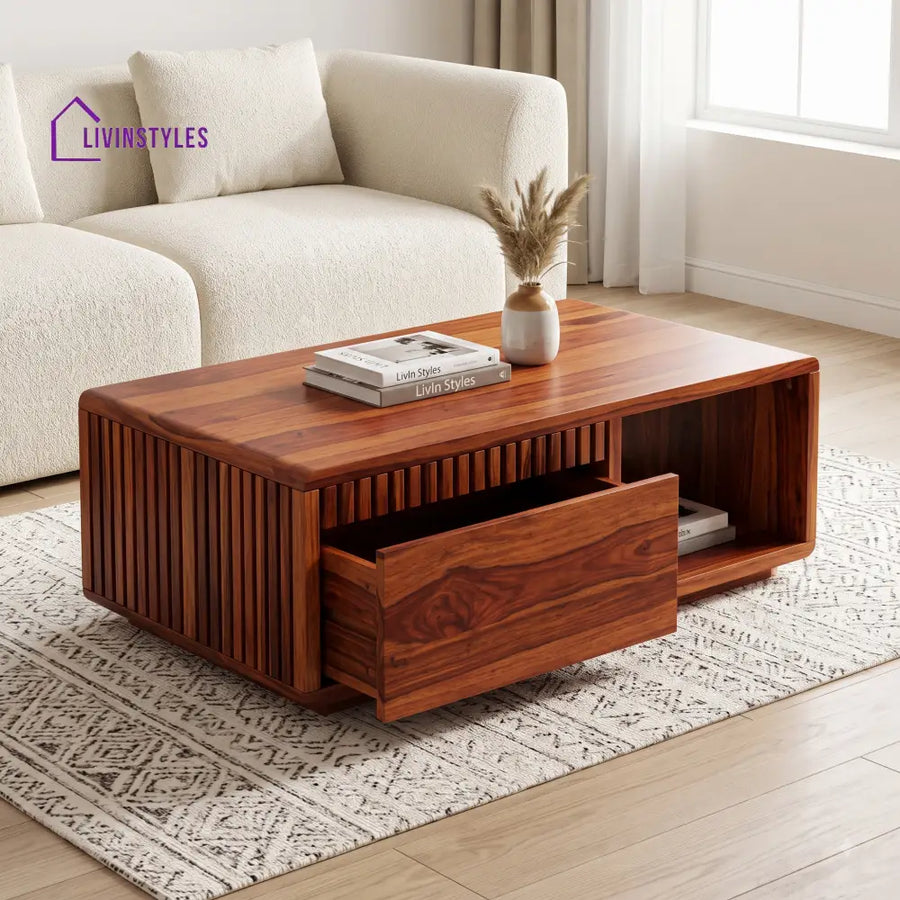 Nadège Wooden Coffee Table for Living Room | Tea Table | Teapoy | Center table
