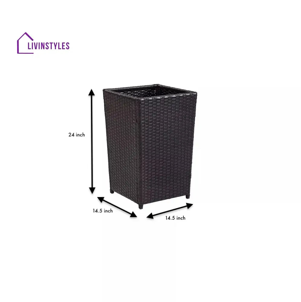 Nadi Outdoor Wicker Planters For Garden Balcony (Dark Brown) - Planter