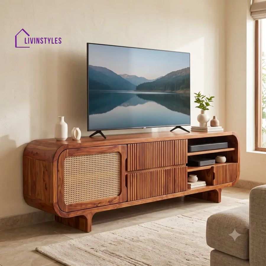Nadine Solid Sheesham Wood Tv Unit for Living Room | Tv Cabinet | Tv Console Unit