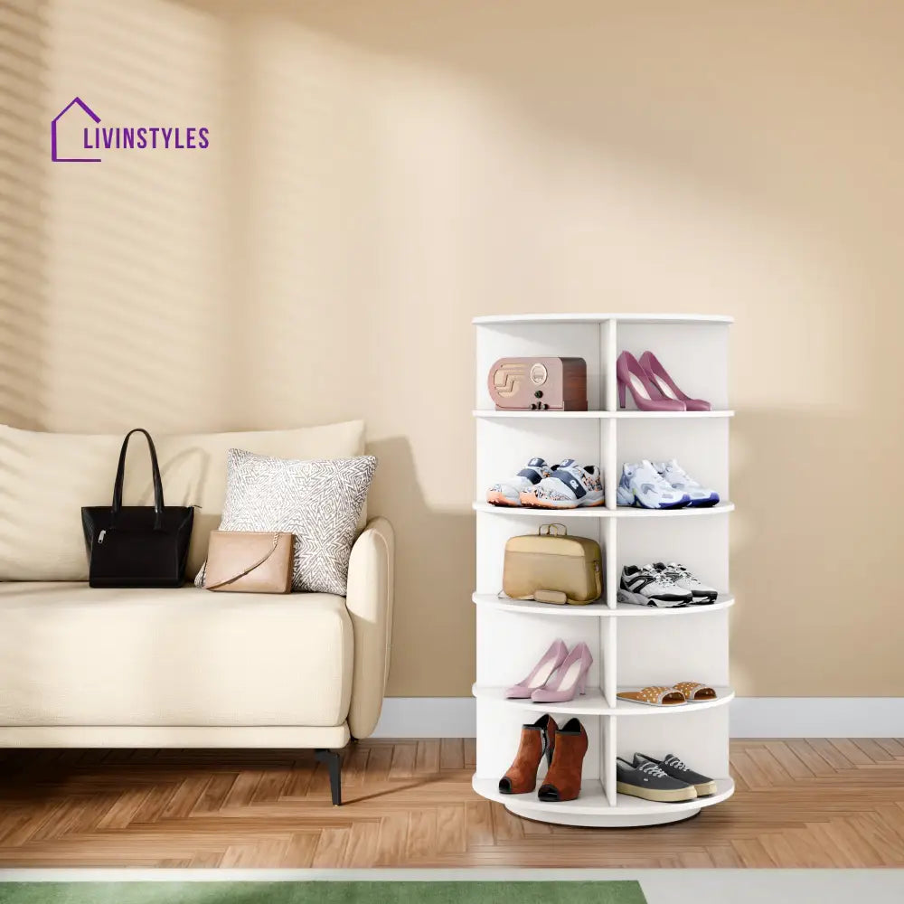 Nadira 360° Rotating Shoe Rack - White 360 Rotating Shoe Rack