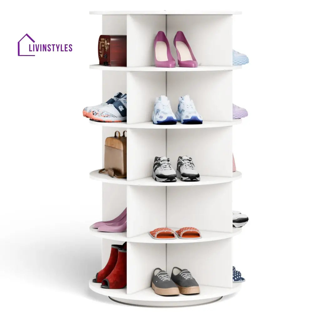 Nadira 360° Rotating Shoe Rack - White 360 Rotating Shoe Rack