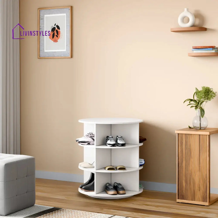 Nadira 360° Rotating Shoe Rack - White 3 Tier for 12 Pairs 360 Rotating Shoe Rack