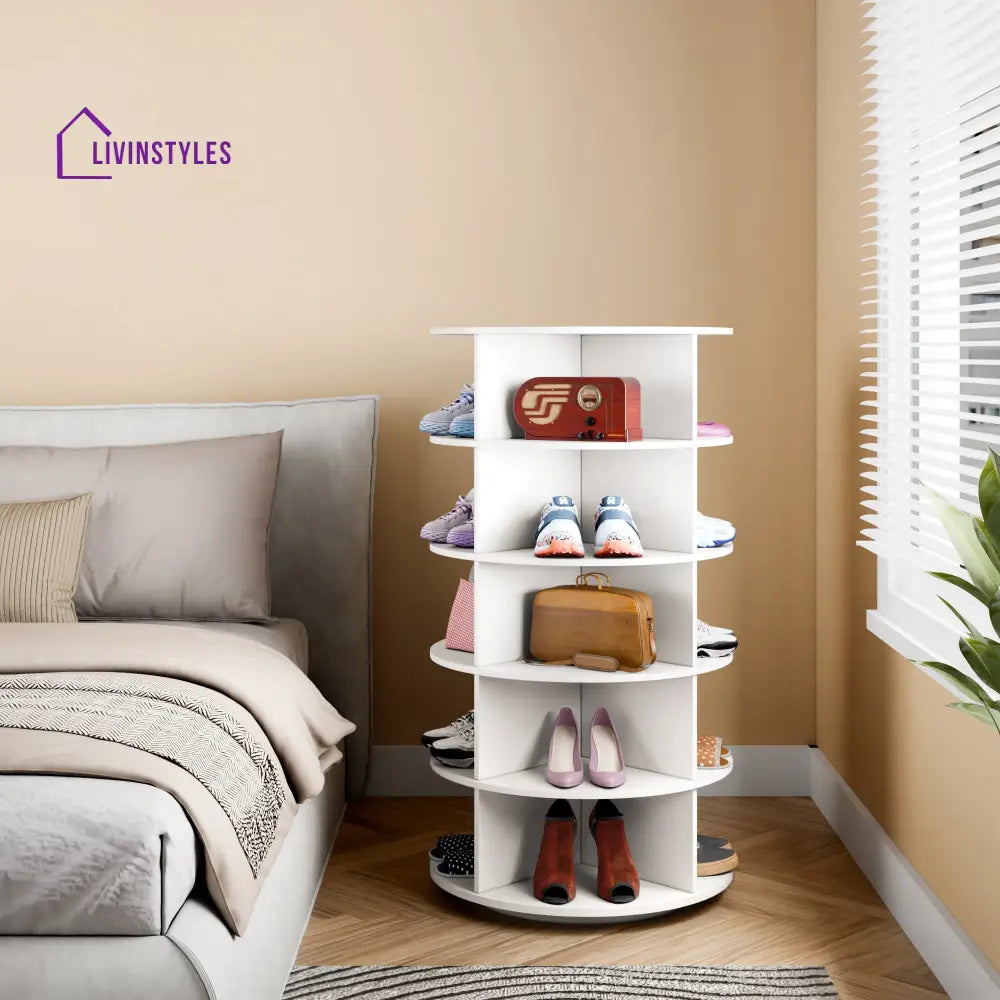 Nadira 360° Rotating Shoe Rack - White 360 Rotating Shoe Rack