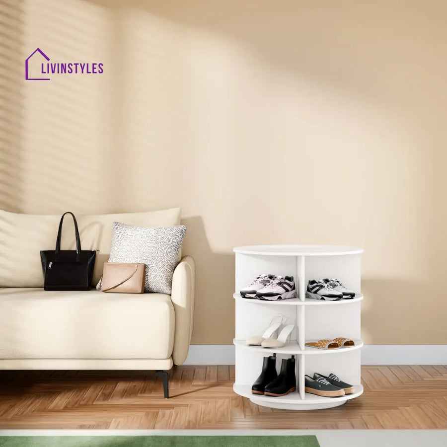 Nadira 360° Rotating Shoe Rack - White 360 Rotating Shoe Rack