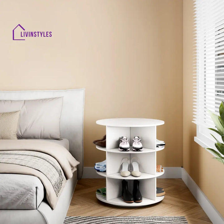Nadira 360° Rotating Shoe Rack - White 360 Rotating Shoe Rack