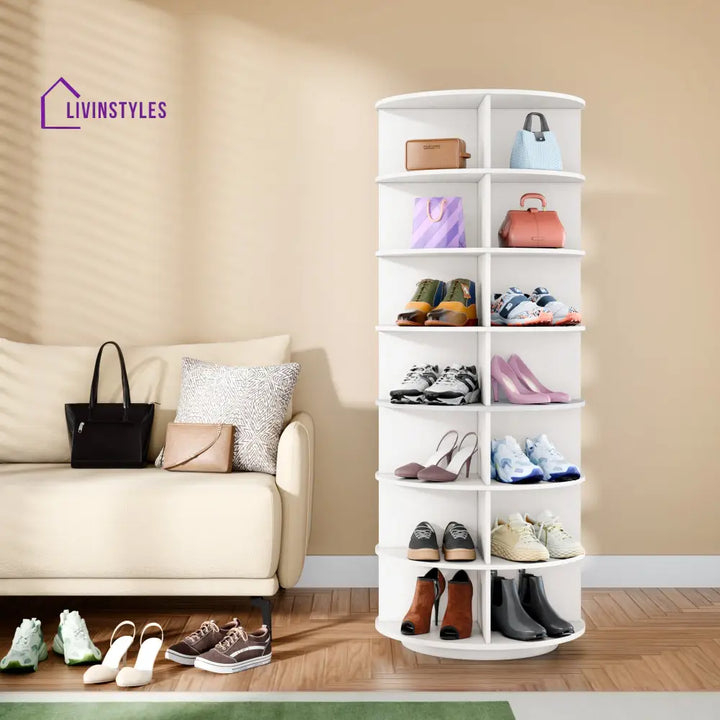 Nadira 360° Rotating Shoe Rack - White 360 Rotating Shoe Rack