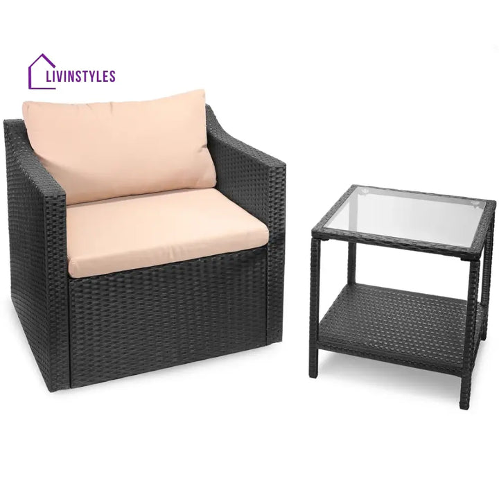 Naina Outdoor Patio Seating Set 2 Chairs And 1 Table (Black)