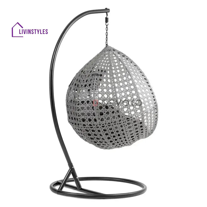 Nainika Single Seater Rattan & Wicker Swing (Grey) - Swing
