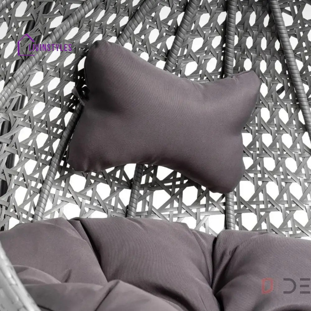 Nainika Single Seater Rattan & Wicker Swing (Grey) - Swing