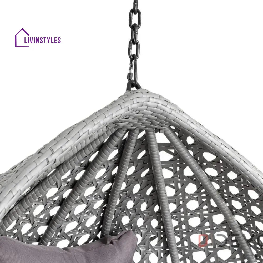 Nainika Single Seater Rattan & Wicker Swing (Grey) - Swing