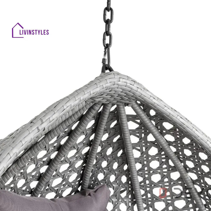 Nainika Single Seater Rattan & Wicker Swing (Grey) - Swing