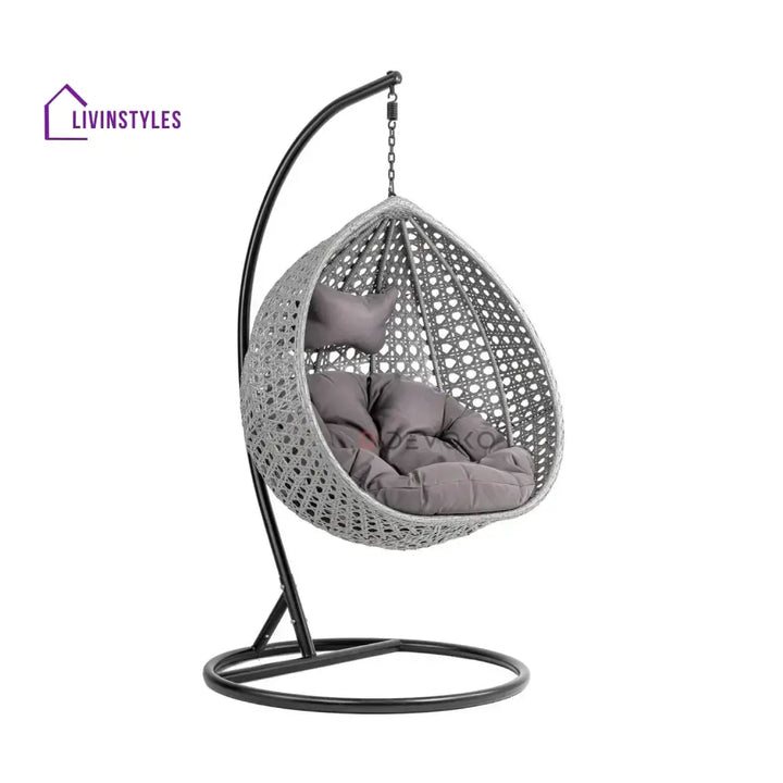 Nainika Single Seater Rattan & Wicker Swing (Grey) - Swing