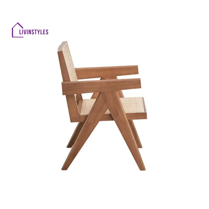 Naira Solid Wood and Fabric Arm Chair | Living Room Chair | Lounge Chair