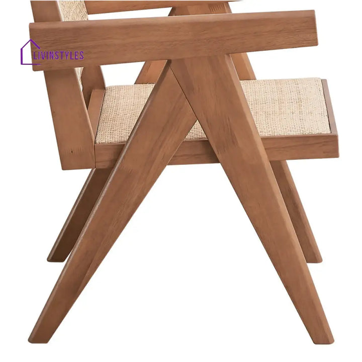 Naira Solid Wood and Fabric Arm Chair | Living Room Chair | Lounge Chair