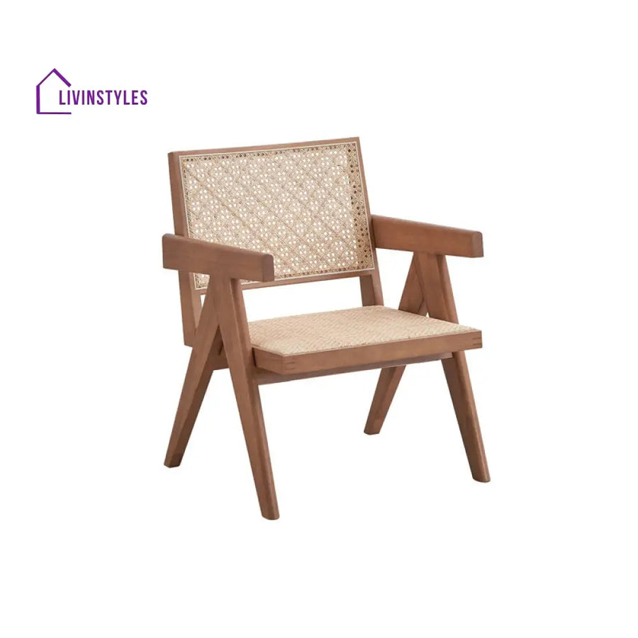 Naira Solid Wood and Fabric Arm Chair | Living Room Chair | Lounge Chair