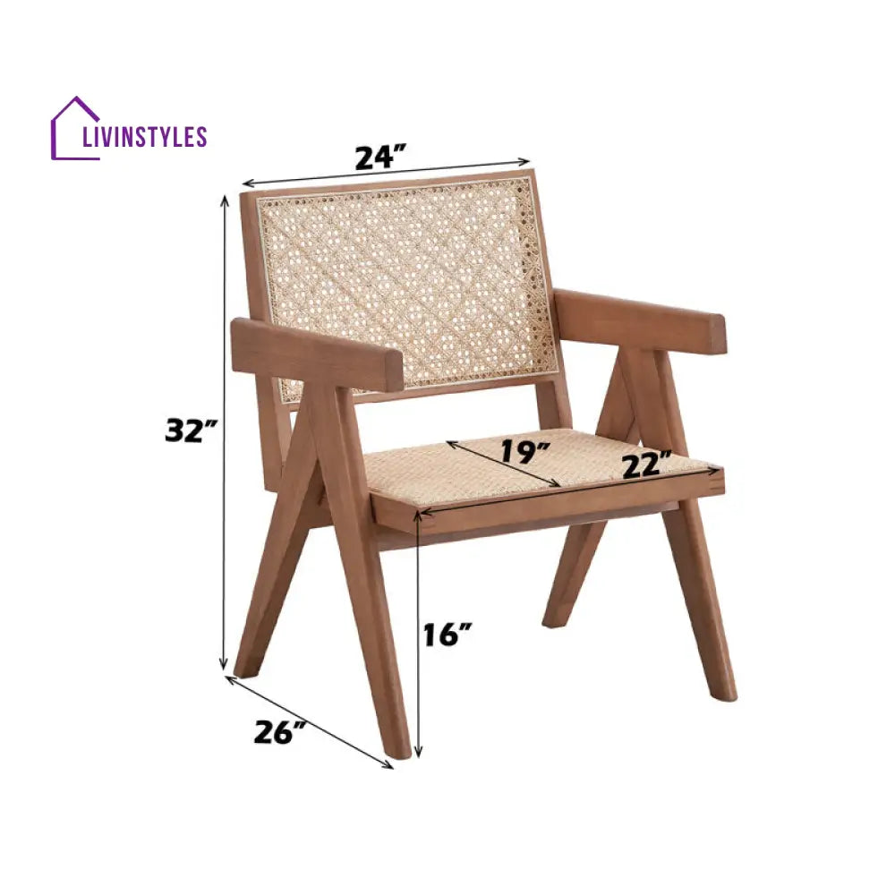 Naira Solid Wood and Fabric Arm Chair | Living Room Chair | Lounge Chair