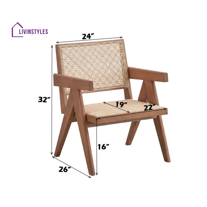 Naira Solid Wood and Fabric Arm Chair | Living Room Chair | Lounge Chair