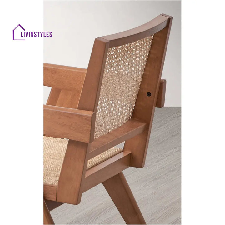 Naira Solid Wood and Fabric Arm Chair | Living Room Chair | Lounge Chair