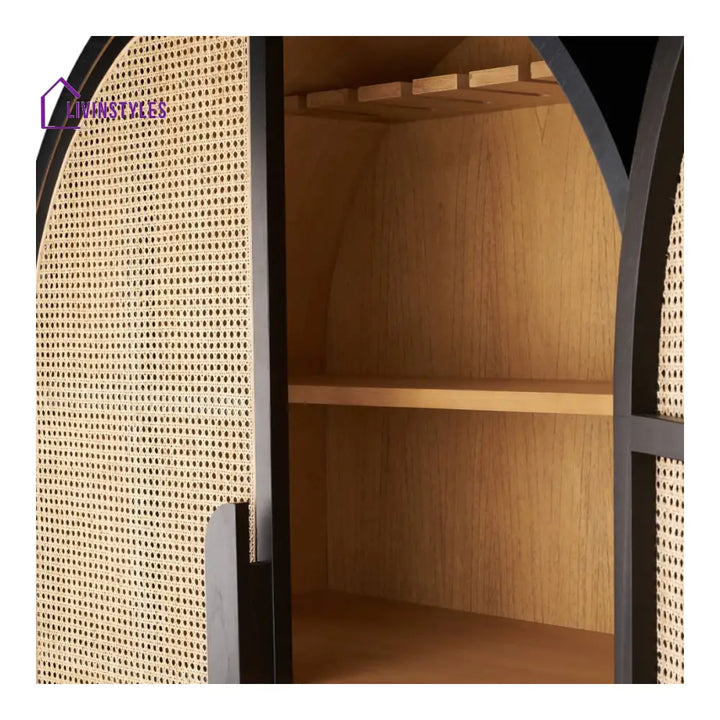 Naira Teak Wood & Rattan Bar Cabinet