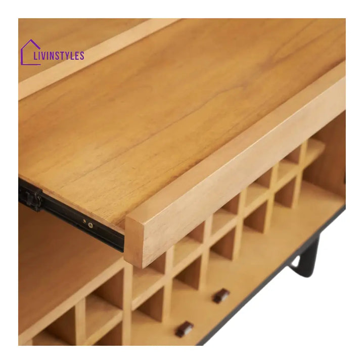 Naira Teak Wood & Rattan Bar Cabinet