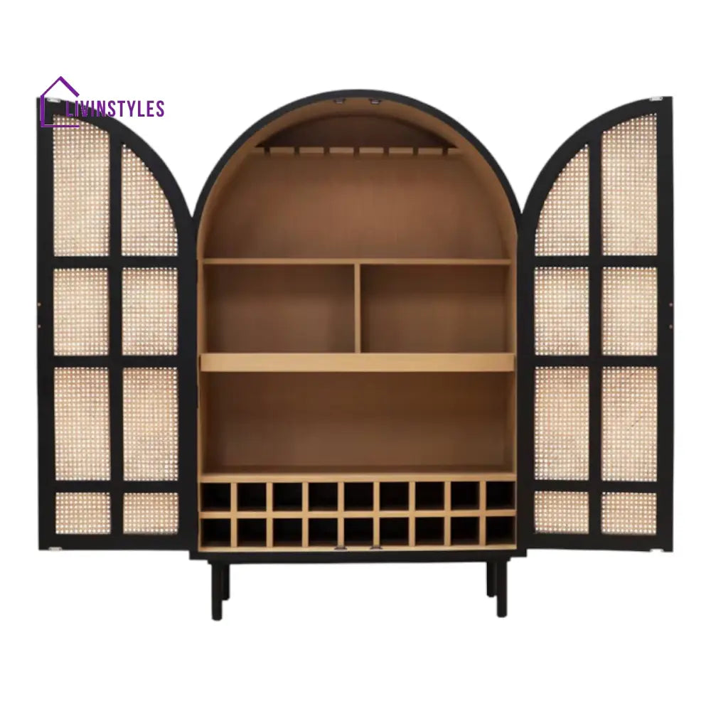 Naira Teak Wood & Rattan Bar Cabinet