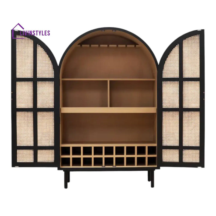 Naira Teak Wood & Rattan Bar Cabinet