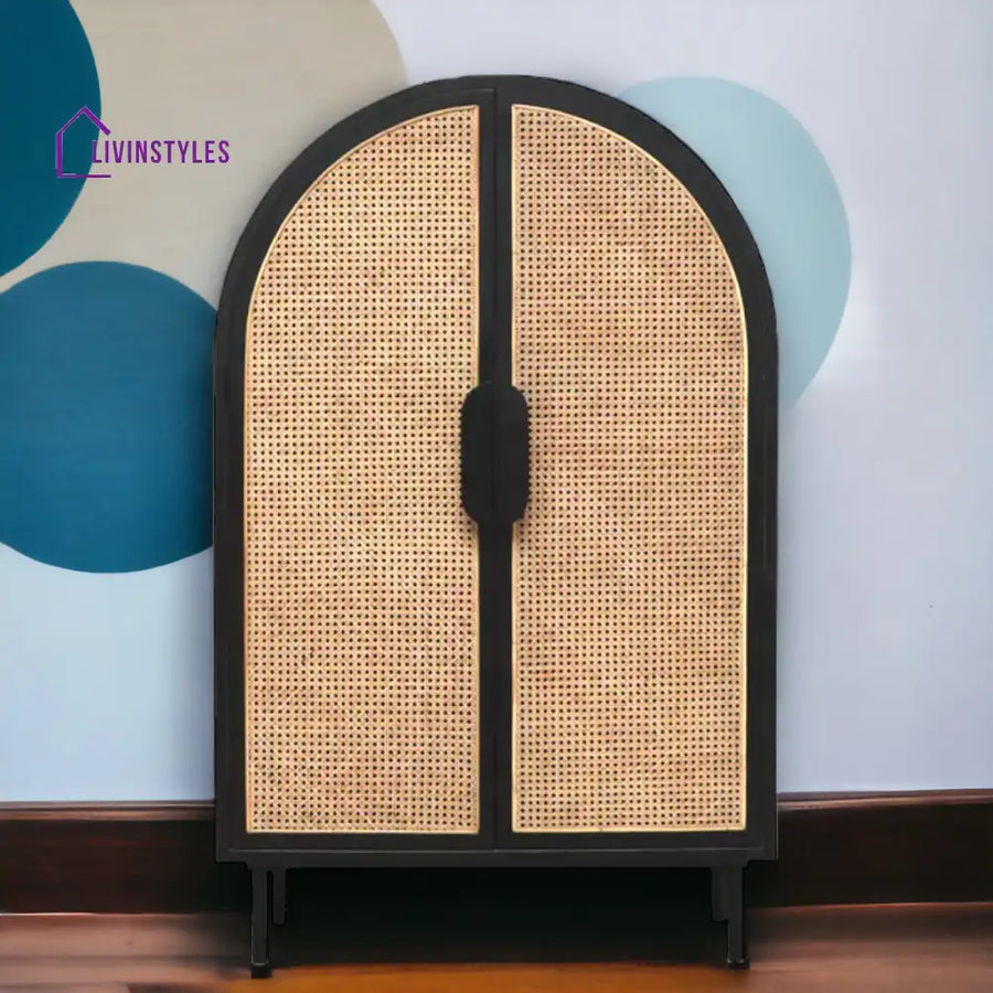 Naira Teak Wood & Rattan Bar Cabinet