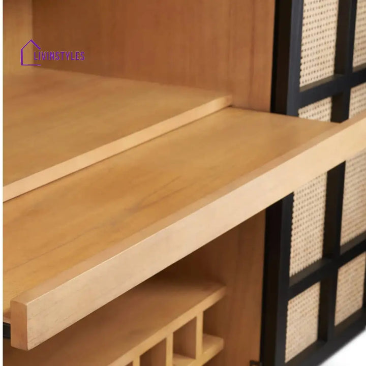Naira Teak Wood & Rattan Bar Cabinet