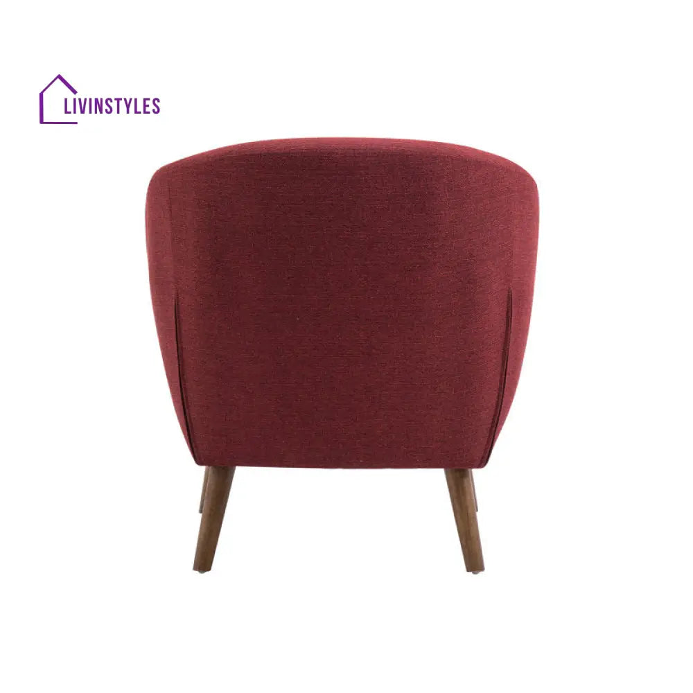 Naisha Solid Wood Frame and Fabric Arm Chair | Living Room Chair | Lounge Chair + Ottoman