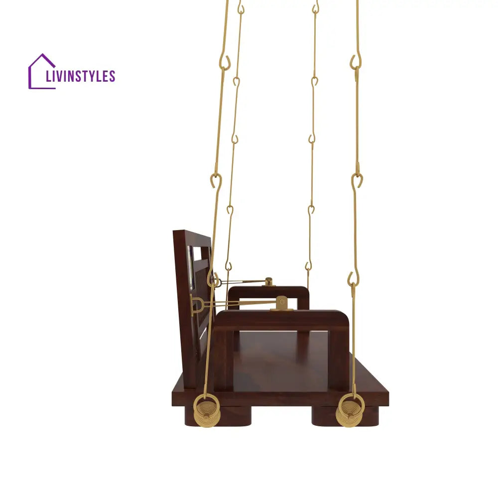 Naisha Traditional Wooden Swing with Ceramic Tile Inlays in Contemporary Living Room Swing