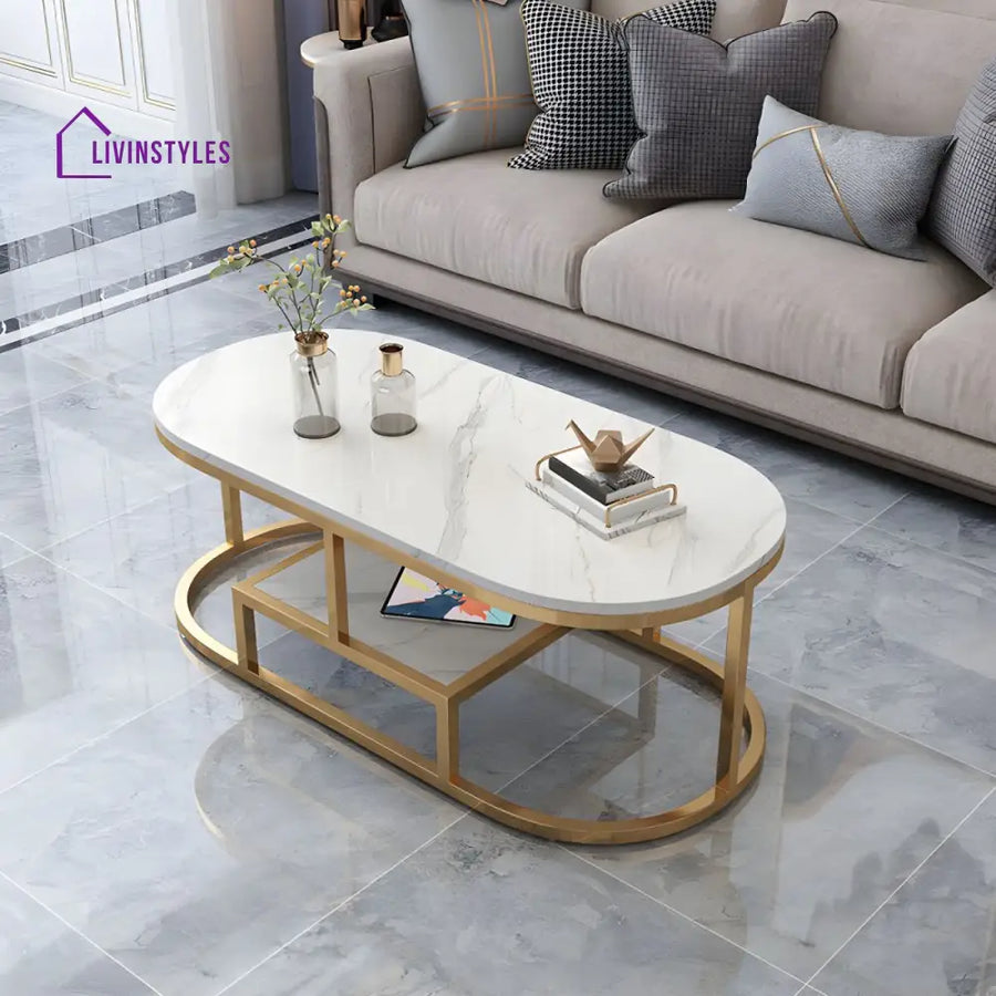 Naksh Stainless Steel Frame Coffee Table for Living Room