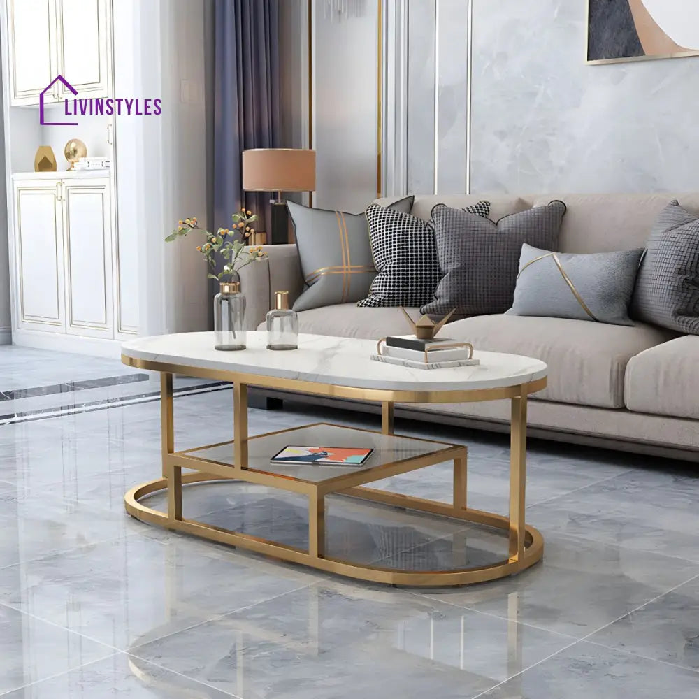 Naksh Stainless Steel Frame Coffee Table for Living Room