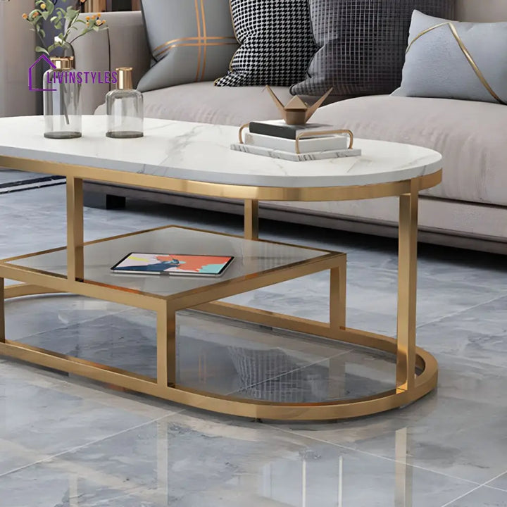 Naksh Stainless Steel Frame Coffee Table for Living Room