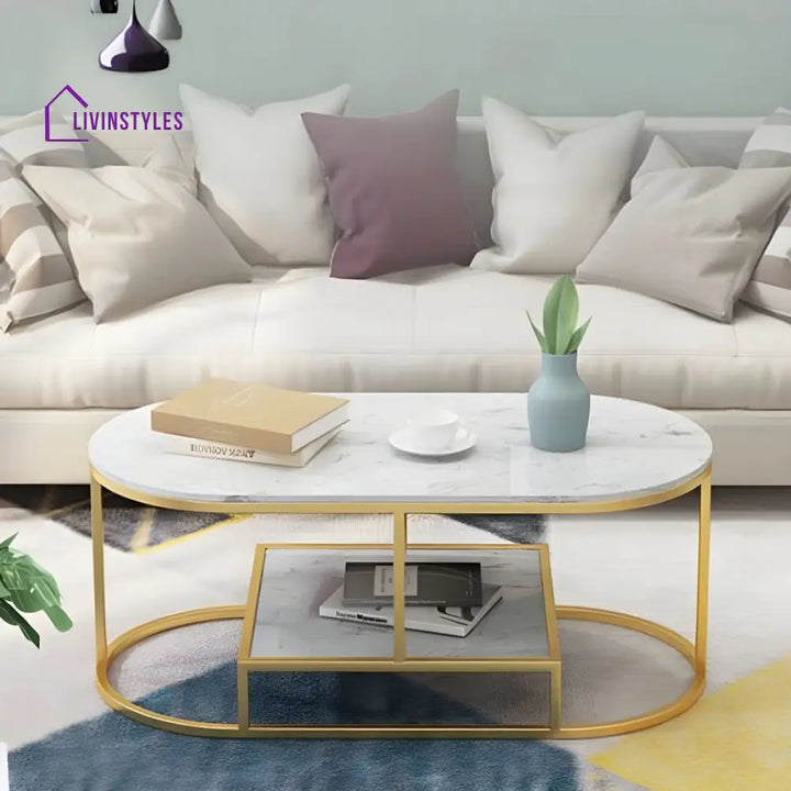 Naksh Stainless Steel Frame Coffee Table for Living Room
