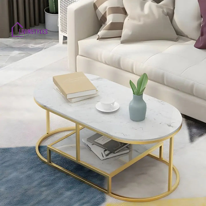 Naksh Stainless Steel Frame Coffee Table for Living Room