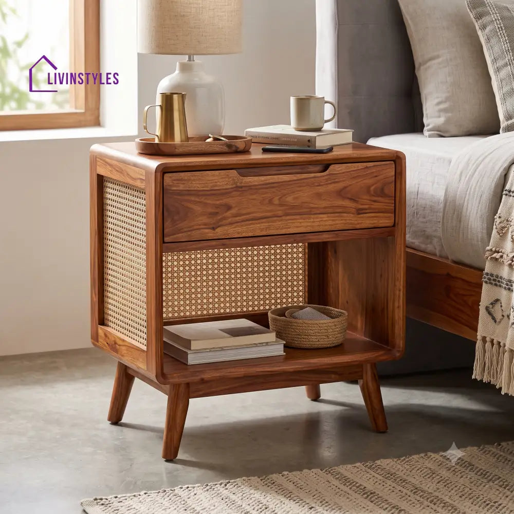 Naliaka Premium Wooden Bedside Table | Side Table for Bedroom