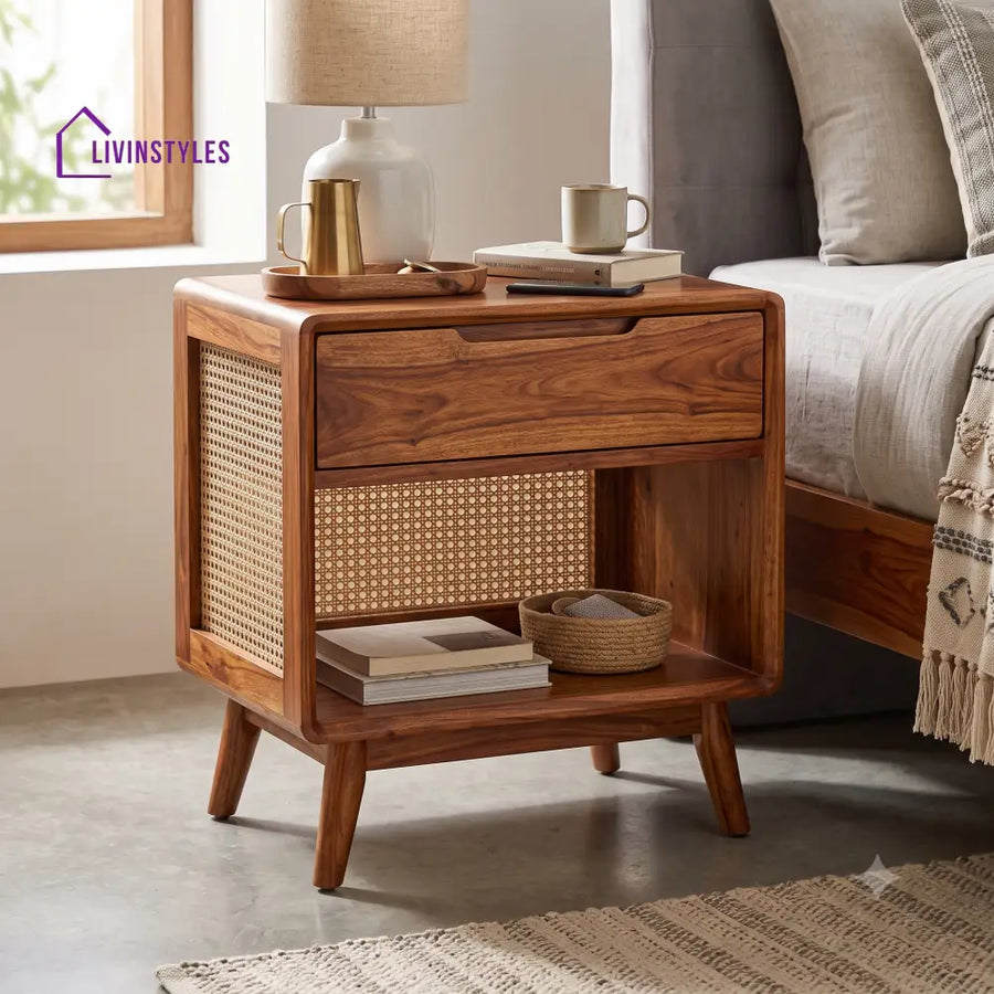 Naliaka Premium Wooden Bedside Table | Side Table for Bedroom