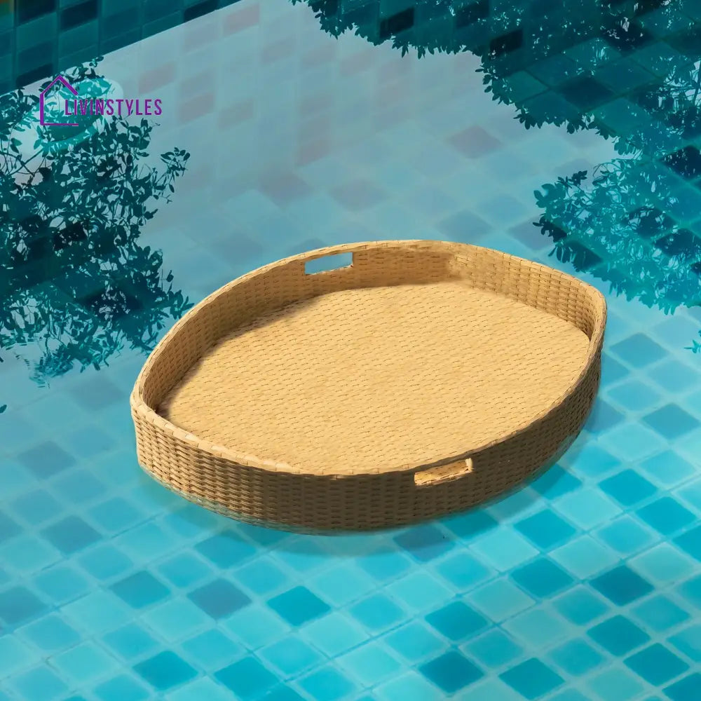 Naman Luxury Floating Serving Tray For Swimming Pool - Light Brown (Boat Shape)
