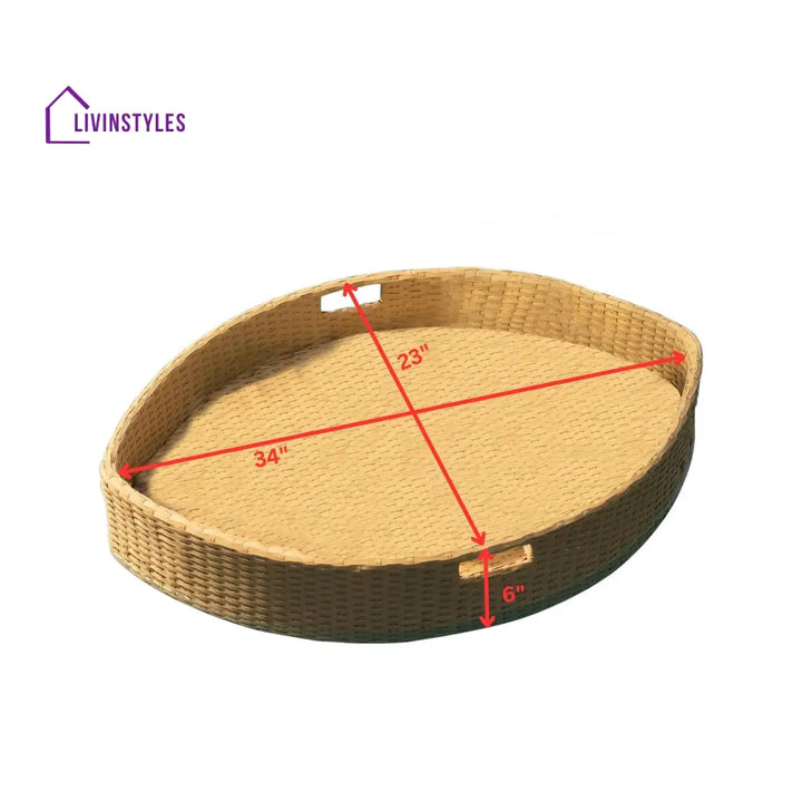 Naman Luxury Floating Serving Tray For Swimming Pool - Light Brown (Boat Shape)