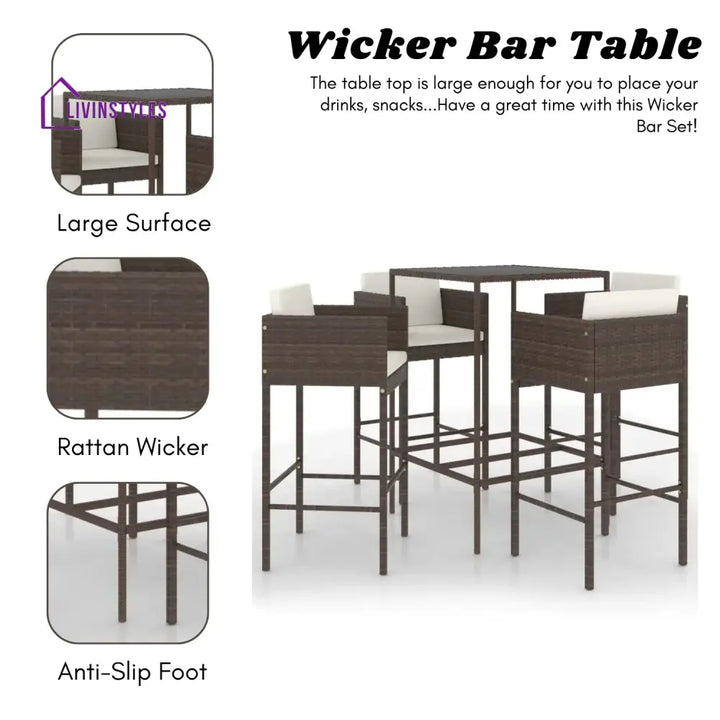 Nami 5-Piece Outdoor Rattan Wicker Bar Set - Bar Set