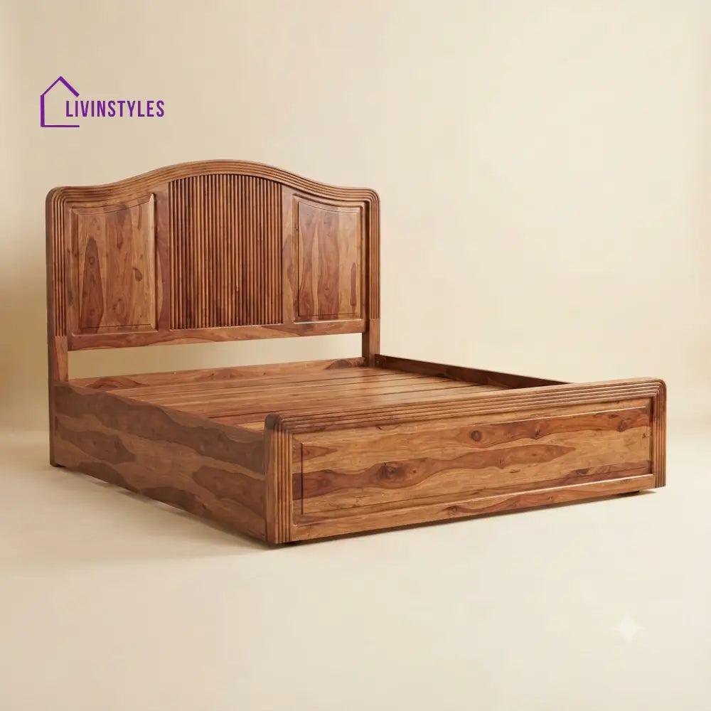 Nandhitha Sheesham Wood Bed With Box Storage | Wooden Bed