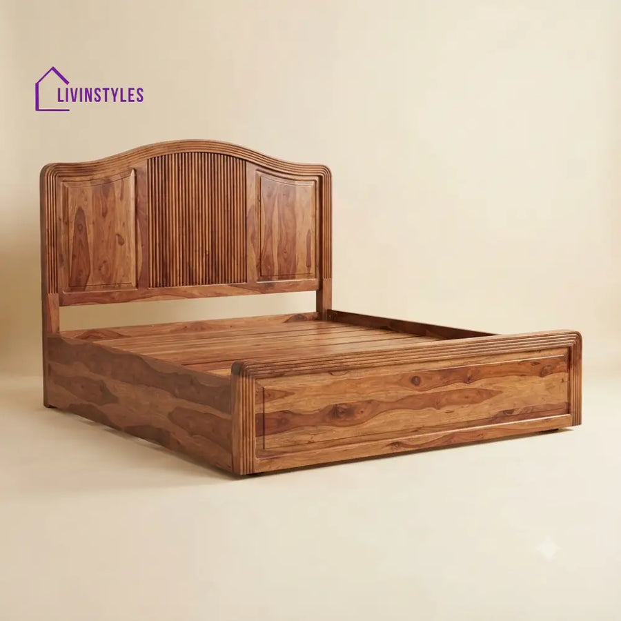 Nandhitha Sheesham Wood Bed With Box Storage | Wooden Bed
