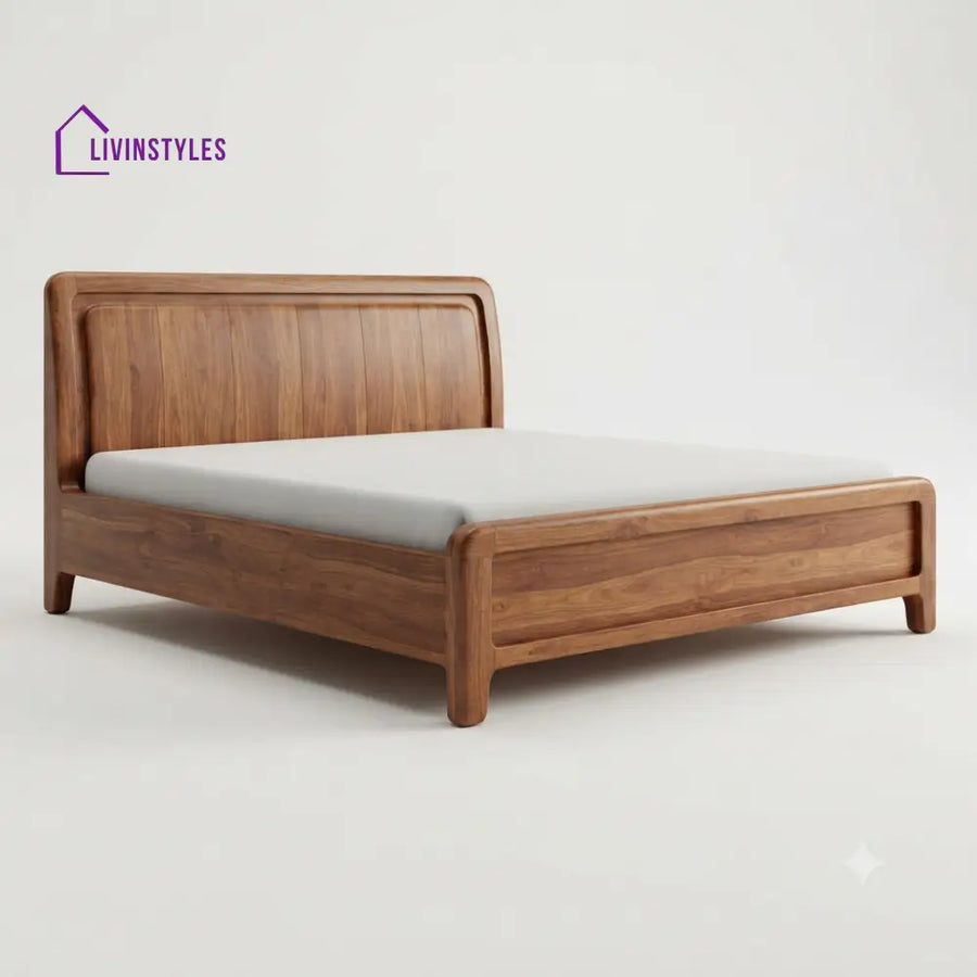 Nandi Wooden Double Bed | King Size Bed | Queen Size Bed - Bed Without Storage