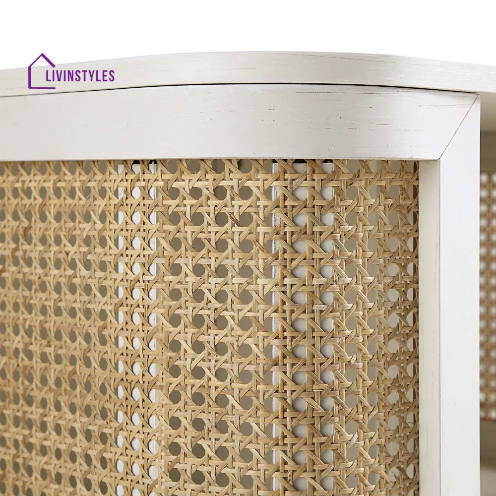 Izzy Curved Rattan Bedside Table White Bedside Table