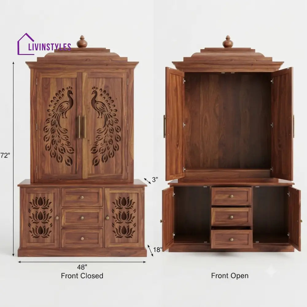Nandini Premium Solid Wood Home Temple | Pooja Mandir for Home